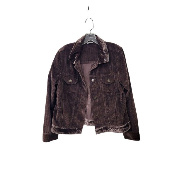J.Jill Jackets & Blazers - J.Jill Women's Brown Corduroy Button-Up Jacket  with Velvet Trim Size M